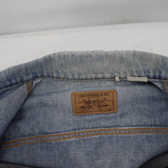 Levis LVC Jacket Womens Small Orange Tab Cotton Embroidered Sleeve Denim Trucker - Picture 6 of 16